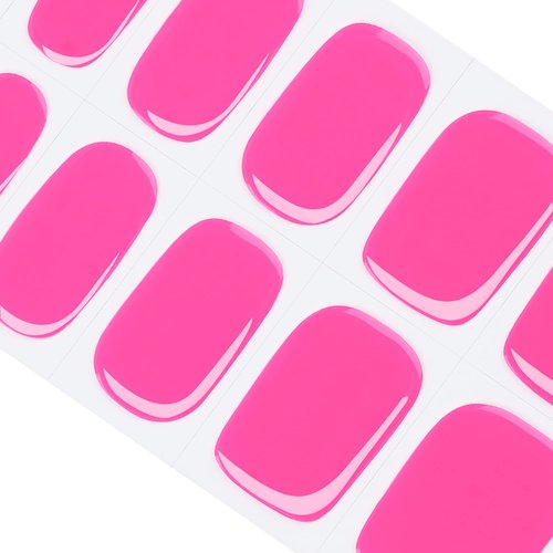 DANNI & TONI Semi Cured Gel Nail Strips (Hot Pink) Gel Nail Wraps Neon Pink Solid Color 28 Stickers