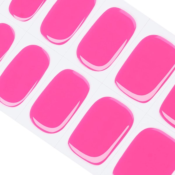 DANNI & TONI Semi Cured Gel Nail Strips (Hot Pink) Gel Nail Wraps Neon Pink Solid Color 28 Stickers