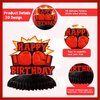 JOYMEMO 8 Pieces Boxing Birthday Honeycomb Centerpieces - Boxing Match Birthday Party Decorations Red Black Gold, Boxer Gloves Boxing Platform Table Decor for Wrestle Fitness Fight Sports Party