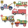 Cool Cars, Trucks, Road Straight & Curved Wall Decals Reusable Eco-Friendly Matte Wall Stickers