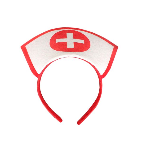 Nurse Hat - Halloween Nurse Hat Costume Accessory with Red Cross, Nurse Headband Accessories Halloween Party Supplies