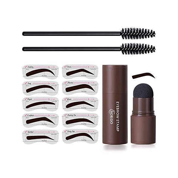Carlos-CCC Eyebrow Stamp, Waterproof Eyebrow Stamp Stencil Kit, One Step Eyebrow Stamp Shaping Kit, Long Lasting Eyebrow Makeup Powder Kit for Women (Dark brown)
