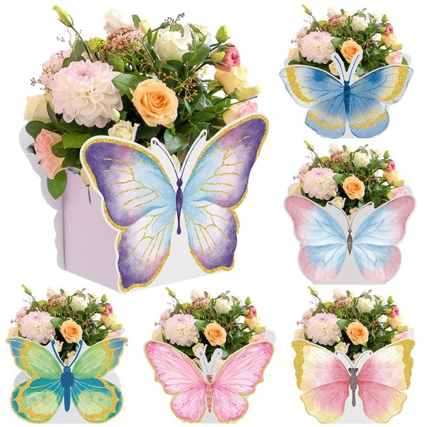 Fuutreo 6 Pcs Butterfly Centerpieces for Baby Shower Birthday Tea Party Favors Decor Butterfly Table Decorations Tea Party Centerpieces for Tables Butterfly Themed Party Supplies Wedding (Watercolour)