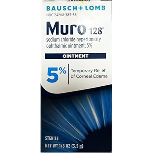 Muro 128 Ointment, Temporary Relief of Corneal Edema, Eye Care, Sodium Chloride Hypertonicity Ophthalmic 5% Ointment , 0.12 Oz
