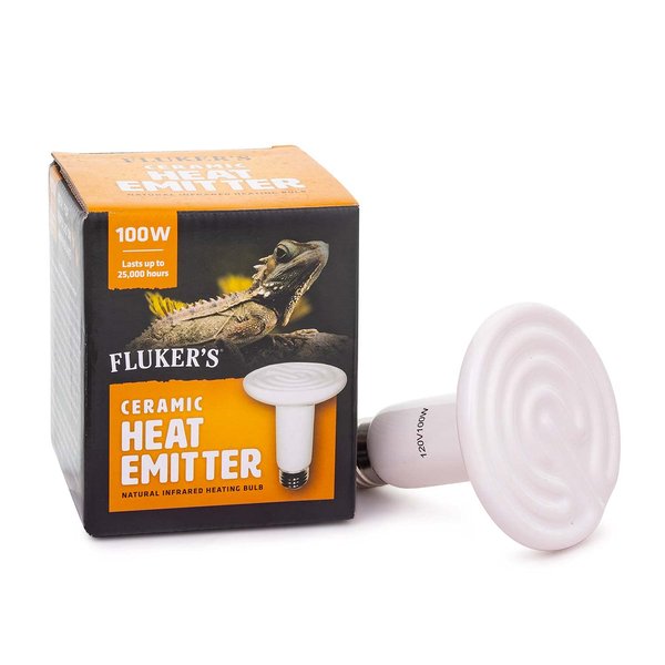Fluker's Ceramic Heat Emitter, Natural Infrared Heating Bulb for Reptiles, 100 Watt , Black
