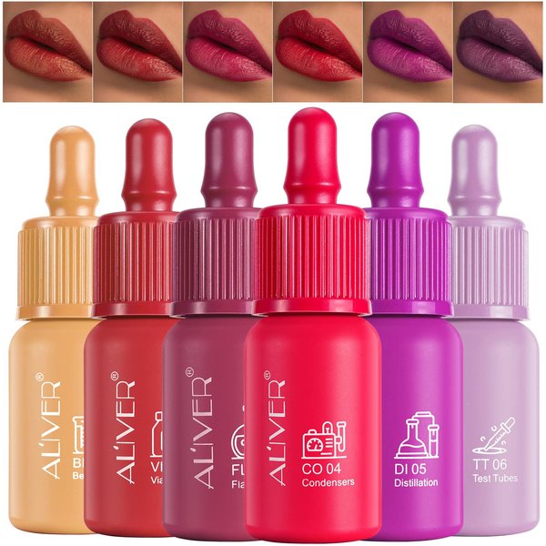 sefudun 6pcs Liquid Lipsticks,Waterproof Lasting Lipstick Gift Set,High Pigment Lipsticks Professional Lip Stain Lip Gloss Lip Stain