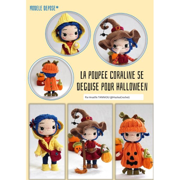 La poupée Coraline se déguise pour Halloween: Tutoriel de poupée au crochet (French Edition)