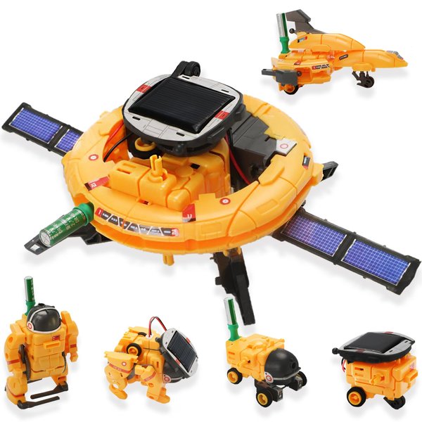 Solar Robot Toys for Kids Ages 8-12,6-in-1 Building Science STEM Kits Space Toys for Boys Kids Teens, DIY Educational Learning Robot Kit Birthday Gifts for 8 9 10 11 12 13 Year Old Boys Girls (Yellow)