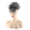 Aisaide High Afro Puff Drawstring Ponytail Bun with Bangs for Black Women Short Afro Kinky Curly Ponytail Extension Clip in Hair Extensions Pineapple Synthetic Grey Ponytail with Two Clips(1B/Grey)