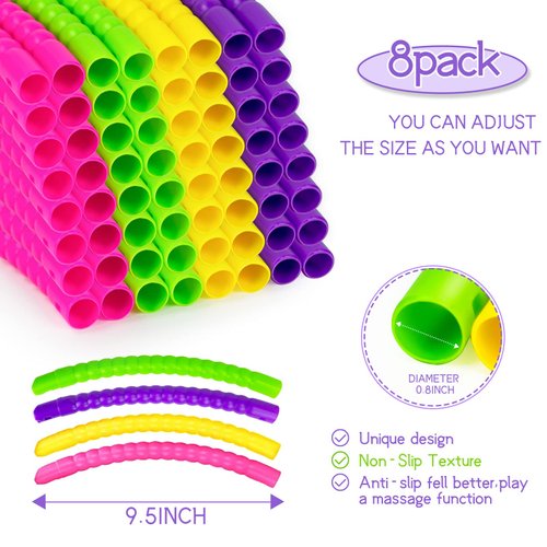 8 Pcs Kids Exercise Hoop, Adjustable Detachable & Weight & Size Toy Color Hoop Plastic Ring for Outdoor Activities Gymnastic Classroom School Sports & Games