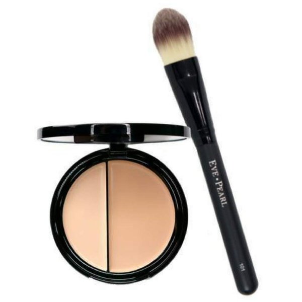EVE PEARL HD Dual Foundation Full Coverage Long Lasting Non Greasy Vitamin E Skincare And 101 Foundation Brush Set Makeup Kit (Fair)