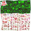Partywind 560 Luminous Styles Valentine's Day Temporary Tattoos, 56 Sheets Glow Heart Love Tattoo Stickers for Kids Party Decorations Supplies, Valentines Goodie Bag Stuffers Games Toys