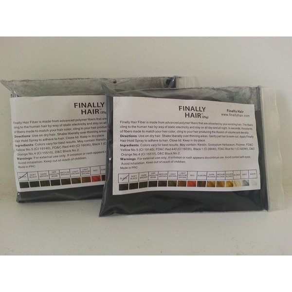 Black Hair Building Fibers Refill Hair Loss Concealer Fiber Keratin 2pak of 25g (2x25) = 50g 50 G Grams Gr 50gr Total Hair (Using Dermmatch Bottle)