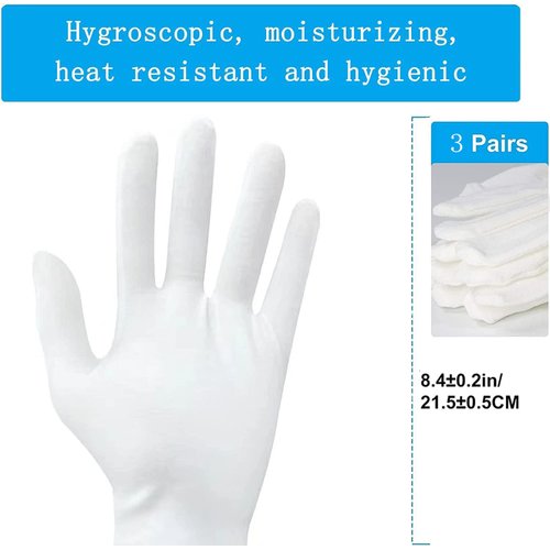 ZFYOUNG 6 Pcs（3pairs） White Cotton Gloves，White moisturizing Gloves, Cotton Gloves for Dry Hands Eczema, White Sleep Gloves for Men and Women, Beauty Coin SPA Cloth Gloves