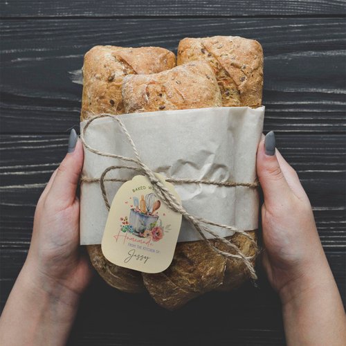 Summer-Ray 50pcs Baked with Love Gift Tags for Homemade Baked Goodies and Favors (Cream)