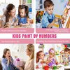 4 Pack Animal Paint by Number for Kids with Wooden Frame-Paint by Numbers for Kids Animals Ages 4-8-12,Easy Elephant Fox Sea Turtle Horse DIY Acrylic Oil Painting Kits for Home Wall Decor(8X8inch)