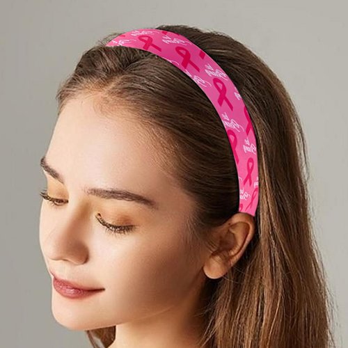 Kistreao Breast Cancer Awareness Headband Pink Ribbon Hair Bands Girls Hair Accessories for Fundraising Breast Cancer Party Supplies Pink