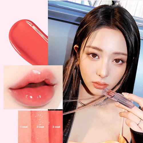 WAKEMAKE Glowing Tint, Dewy Gel Glow Tint, Dewy Syrub Oil Set, Korean Lip Tint Set 4.8g/ 0.16 Fl Oz (03 CHILL UP CORAL) (Pack of 2)