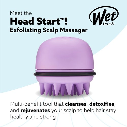 Wet Brush Exfoliating Scalp Massager, Head Start, Lavender, Multi-Benefit Brush Cleans, Detoxifies and Rejuvenates Your Hair to Stay Healthy and Strong, Gentle for Sensitive Scalps