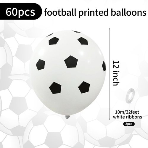 Biapian 60 Pcs Football Balloons, Football Balloon for Boys, 12 Inch Soccer Latex Balloons Football Pattern Helium for Kids Boys Birthday Sports Themed Party Decorations World Cup Theme Party Supplies