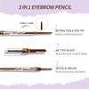 Music Flower Eyebrow Pencil,Portable 3 in 1 Eyebrow Shaping Enhancing Kit with Brow Trimmer & Brow Brush + Replaceable Brow Refills (Dark Brown)