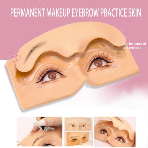 5D Silicone Replaceable Eyebrow Tattoo Practice Skin Reusable Eye Brow Practice Training Mannequin Board Kit with 2pcs Practice Pads Micro Dpray Plastic Eyebrow Fake Skin On Eyebrows