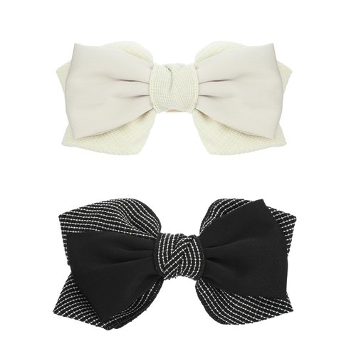 Madison Tyler 2Pieces Silky Satin Hair Bows for Women| Spring Hair Clip for Women|Hair Ribbons Bow for Girls|Hair Accessories for Ideal Gift for Birthday Daily Wear(Black&White)