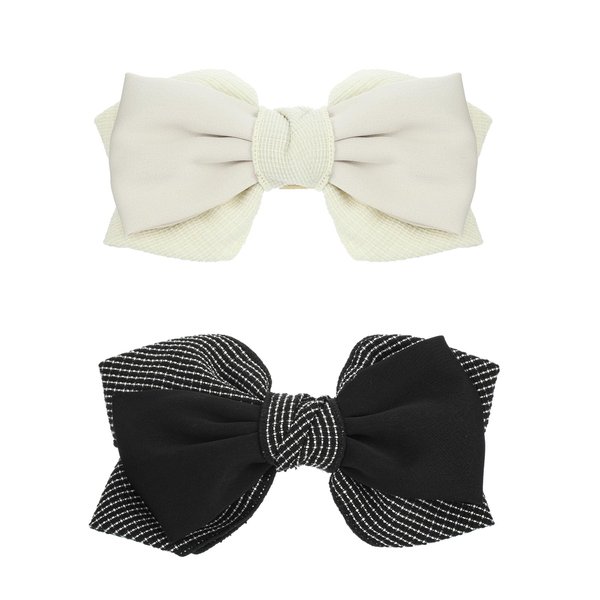 Madison Tyler 2Pieces Silky Satin Hair Bows for Women| Spring Hair Clip for Women|Hair Ribbons Bow for Girls|Hair Accessories for Ideal Gift for Birthday Daily Wear(Black&White)