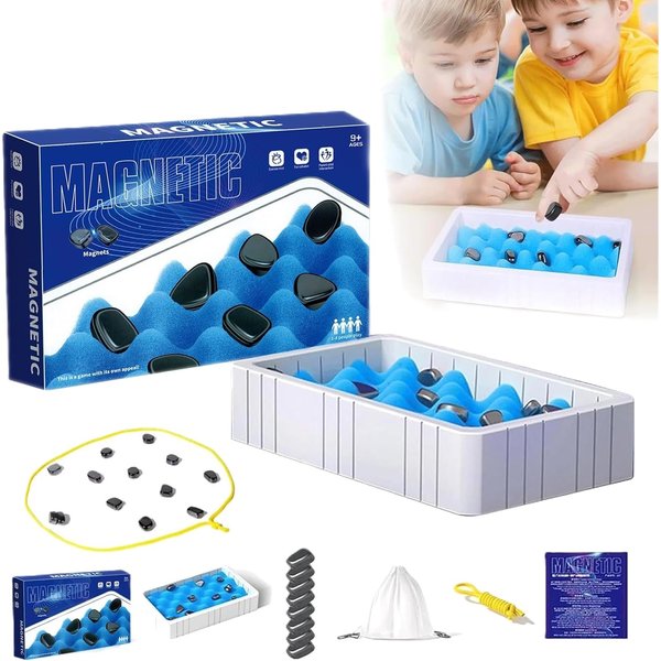ZYRO ZONE Magnetic Chess Game Using String and Stones Set, Portable Chess Set Cluster Magnetic Game with Rocks, Family Board Game Pack, Multiplayer Board Game Chess Set Magnetic
