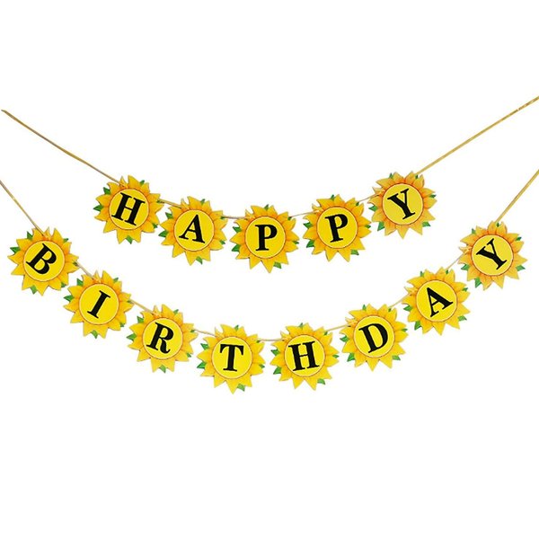 jauoeoy Sunflower Happy Birthday Garland Banner Sunflower Birthday Banner Sunflower Theme Party Background Decoration Supplies