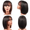 ToyoTress Bob Wig With Bangs - 12 Inch Peek-a-boo Color Short Bob Wig For Black Women Black Mix Brown Daily Costume Wigs, Light Yaki Straight Synthetic Hair Wigs Heat Resistant (12 Inch, SH30-612H)