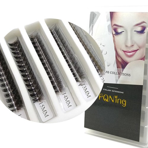 FQNing Premade Fans Eyelash Extensions 1000 Fans Handmade Collection Pointy Base 8D Volume Lash Extensions Permade Fans 0.07 C Curl Premade Lash Fans 9-16mm Mix Middle Stem