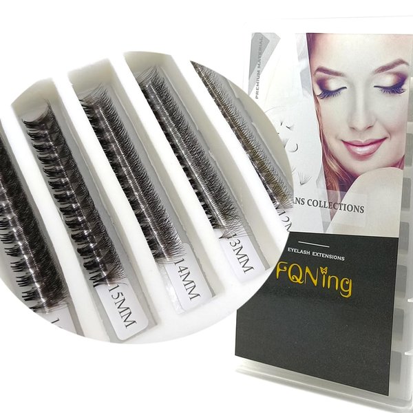 FQNing Premade Fans Eyelash Extensions 1000 Fans Handmade Collection Pointy Base 8D Volume Lash Extensions Permade Fans 0.07 C Curl Premade Lash Fans 9-16mm Mix Middle Stem
