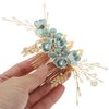 Beaupretty Green Hair Rhinestone Hair Pieces Bridal Wedding Hair Comb Pearl Floral Side Hair Clips For Bride Bridesmaid