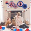 Risshine 4th/Fourth of July Patriotic Party Decorations Set- Red White/Silver Blue Star Streamers and 6Pcs Red White Blue Hanging Paper Fans for American Independence Day Party Decor Supplies