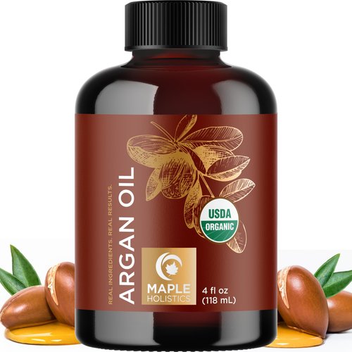 Certified Organic Argan Oil of Morocco - Organic Argan Oil for Hair Skin and Nails Cold Pressed and Unrefined - Organic Argan Oil for Face and Body Care and Organic Hair Oil for Dry Damaged Hair