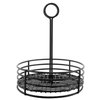 G.E.T. 4-31855 Black Round Stainless Steel Condiment Caddy Iron Polyethylene Coated Table Caddies Collection, 7.5"