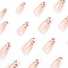 White French Tip Press on Nails Medium Almond - WLGDLH Fake Nails Pink False Nails Press ons Full Cover Nail Tips with Cherry Design Acrylic Nail Kit Stick on Nails for Women 24 Pcs