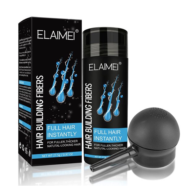 Hair Fibers for Thinning Hair, Natural Formula Hair Fiber, Hair Building Fibers Refill Thicker Hair in 15 Seconds, Conceals Hair Loss & Look Younger, Designed for Men & Women (Black)