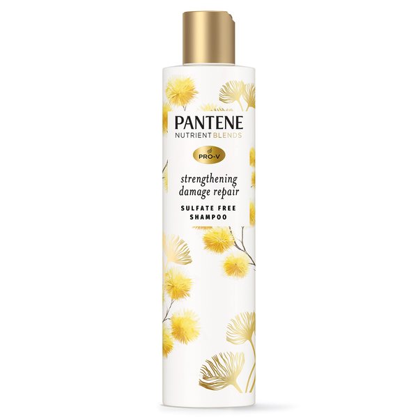Pantene Sulfate Free Shampoo, Hair Strengthening Anti Frizz Damage Repair Shampoo with Castor Oil, Safe for Color Treated Hair, Nutrient Blends, 9.6 oz