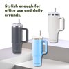 40oz Insulated Stainless Steel Travel Tumbler with Handgrip for Coffee, Tea, Smoothies - Water Bottle Cup with Handle and Straw Lid - Leakproof and Reusable Mug (Sand Dune)