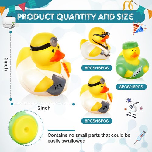 DEEKIN 24 Pcs Doctor Rubber Ducks 2 Inch Medical Themed Ducks for Doctor Adult Appreciation Ducks Doctor Party Favors Doctor Rubber Duck for Party Decorations Gifts
