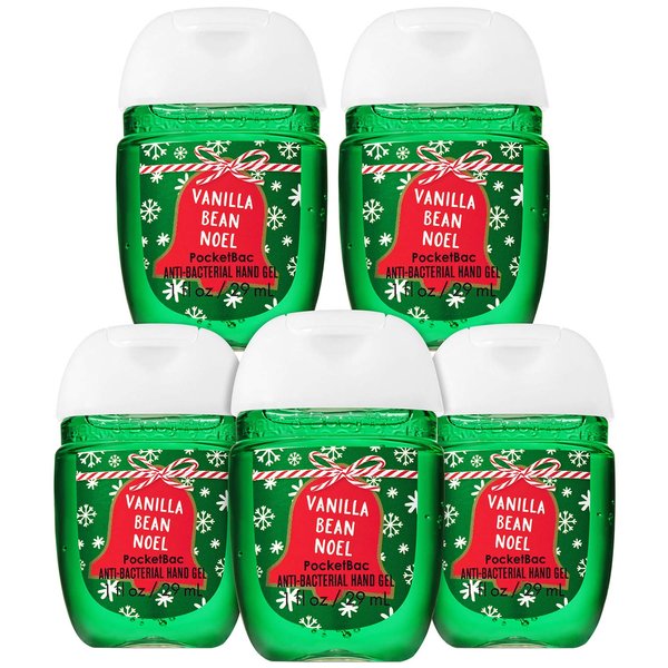 Bath & Body Works Vanilla Bean Noel 5-Pack PocketBac Hand Sanitizers (Bottle Artwork Varies)