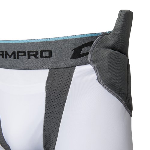 CHAMPRO boys Tri-Flex 5-Pad Built-In Hip, & Tri Flex Integrated 5 Pad Football Girdle with Built In Hip Tail Thigh Pads, White, Grey Inset, Small US