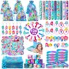 Eunvabir 128 Pcs Mermaid Party Favors for Kids, Mermaid Themed Birthday Party Decorations Toys for Girls, Mermaid Goodie Bag Pinata Basket Stuffers Fillers Hair Accessories Gifts Supplies for Classroom Prizes