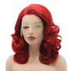 Meiyite Hair Wavy Shoulder Length 16inch Red Half Hand Tied Heat Resistant Synthetic Lace Front Wigs
