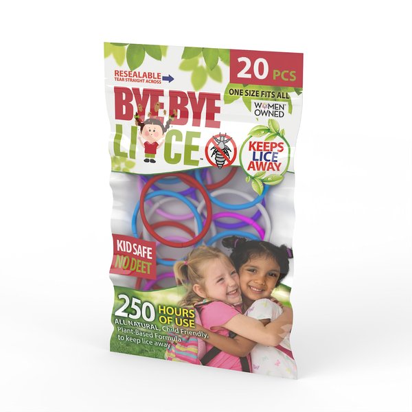 BYE BYE MOSQUITO Lice Hair Tie Band - 20 Pack for Adults & Kids - 3mm Hair Elastic Band for Women & Men | Unisex | Hair Ties for Thick & Curly Hair, Ponytail Holders | Neon