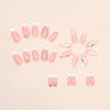 BABALAL Coffin Press on Nails Long Fake Nails White French Tip Glue on Nails Pink Rhinestone Acrylic Nails Flower Ballerina Spring Stick on Nails for Women and Girls 24Pcs