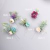 Aimimier Bridal Flower Hair Pins Burgundy Flower Green Leaf Hair Piece Boho Wedding Bridesmaid Hair Accessories
