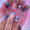 24Pcs Halloween Press on Nails Short Square Fake Nails French Skulls False Nails Full Cover Cute Acrylic Nails Blue Purple Cobwebs Deigns Artificial Nails Glossy Glue on Nails for Women and Girls